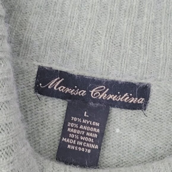 Marisa Christina Wool Angora Womens Sage Green Cowl Neck Sweater L JCT - Picture 4 of 7